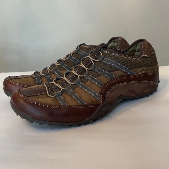 Skechers Other - Skechers • Chocolate Brown Leather Lace Up Slip On No Tie Loafer Shoe, sz 10